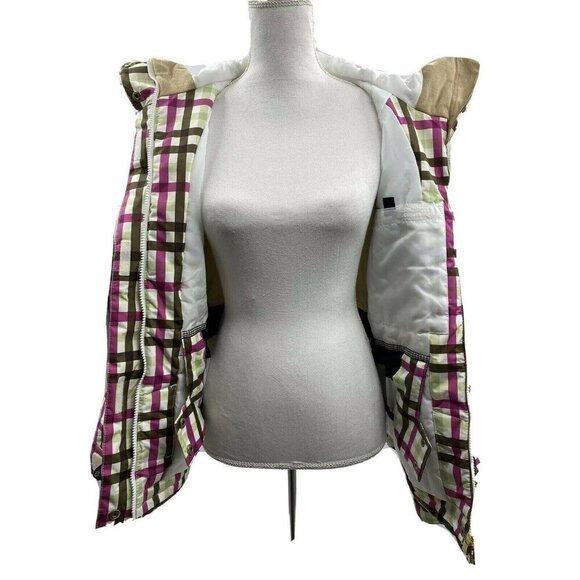 ROXY Plaid Ski Snow Snowboarding Hooded Jacket Coat XS Zip Pockets Insulated - Picture 7 of 12